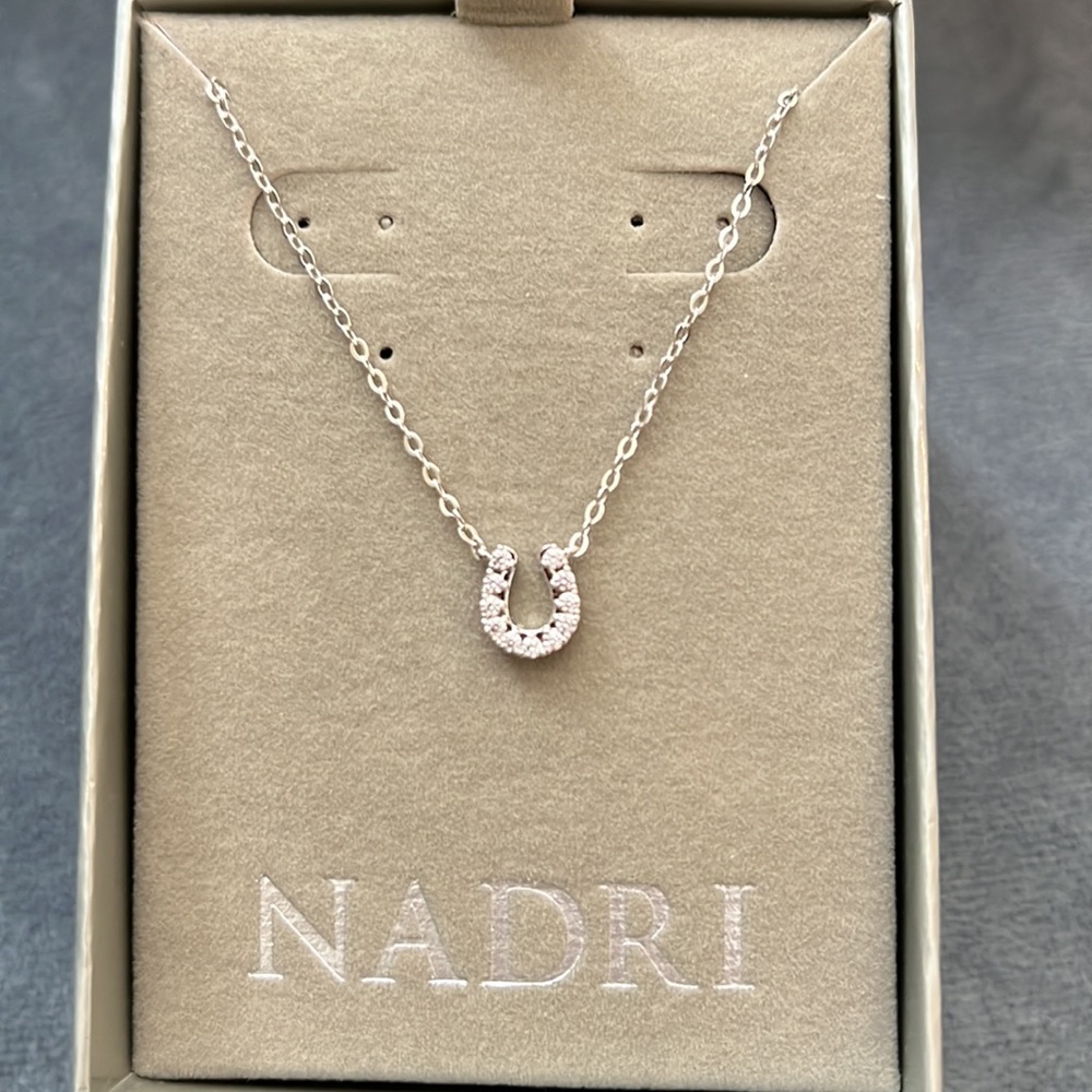 Nadri Silver CZ Pave Horseshoe Pendant Necklace - NWT